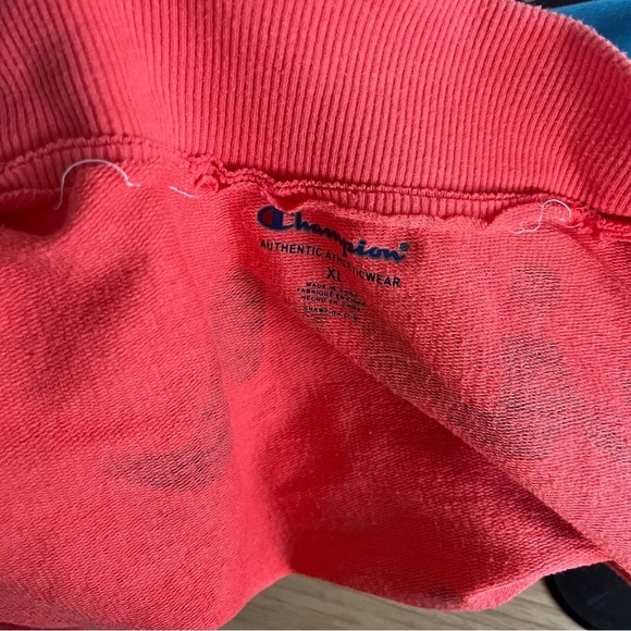 CHAMPION DIY sz S All Over Print SHRUG Short Sleeve Sweatshirt Red Blue - Picture 7 of 9